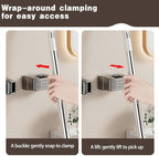 4 Pack Broom Holder Wall Mount,Self Adhesive Anti-Slip Mop and Broom Holder Wall Mount for Kitchen, Bathroom, Closet, Garden Garage, Gray - Image 3