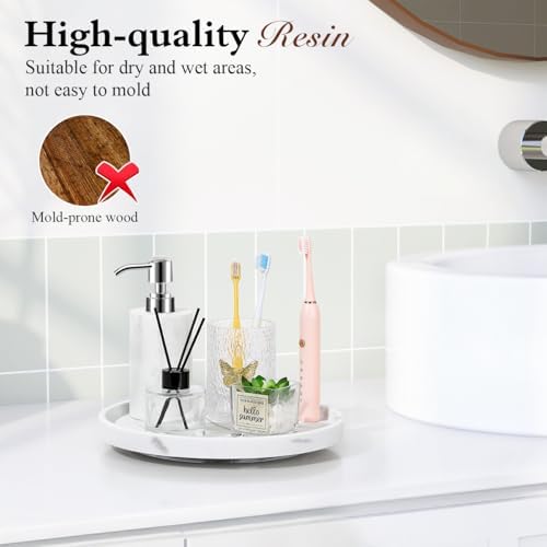 Luxspire 10.63" Resin Turntable Lazy Susan for Table Top, Gravel White - Image 4