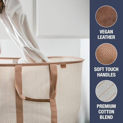 CleverMade Collapsible Fabric Laundry Hamper Premium, Mocha, 2 Pack - Image 6