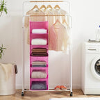 MAX Houser 6-Shelf Hanging Closet Organizer with 2 Sturdy Hooks, Pink | Dorm Room Essentials with 2 sturdy hooks, foldable lightweight fabric closet storage, space-saving design for Bedroom - Image 6