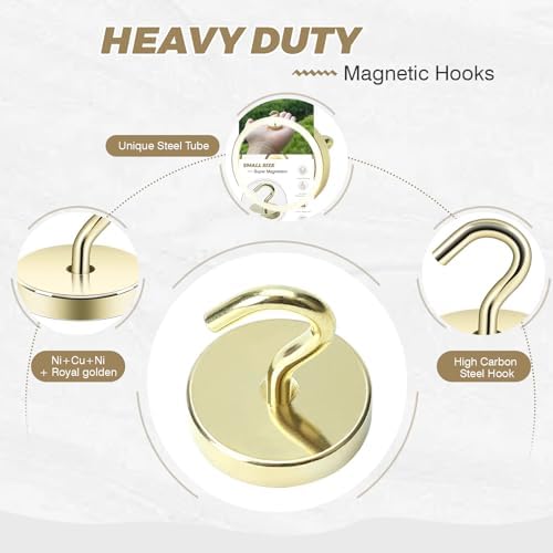 Neosmuk Magnetic Hooks Steel Tube Design for Cruise,130lb+ Gold,10 Pack - Image 6