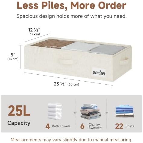 StorageWorks 5 Inch Low Profile Under Bed Storage Containers with Clear Lid | Reinforced Structure, Resists Sagging, Handles & Label Holder, Foldable Stackable Closet Storage for Clothes, Blankets, Toys - Image 2