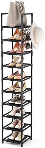 LANTEFUL Tall Narrow Shoe Rack for Entryway, 10-Tier Sturdy Metal Shoe Shelf Storage 10-15 Pairs of Shoes and Boots, Space Saving Corner Shoe Rack Organizer for Closet,Doorway,Garage,Living Room by LANTEFULforTidyingHouse
