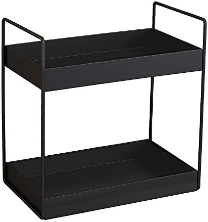 2 Tier Bathroom Counter Organizer, Vanity Storage Shelf, Black by KINGBERWI
