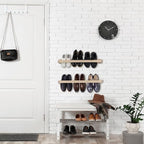 Wenqik 4 Pcs Wall Mounted Wooden Shoe Rack Wood Wall Hanging, Wood Color - Image 5