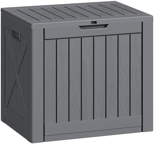 Greesum 40 Gallon Outdoor Deck Box with Lock, Resin Storage Chest, Gray by BuynowfromGreesum