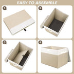 Bagnizer Large 42 Quarts Fabric Storage Bins with Lids [2-Pack] Linen Collapsible Foldable Baskets, Closet Organizer Containers boxes with Handles for Home Office (16.7 x 12 x 12, Beige & White) - Image 5