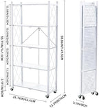 BRIAN & DANY 5-Tier Foldable Storage Shelves with Wheels, Folding Metal Rack Shelving Unit, Heavy Duty No Assembly Organizer Shelf for Garage, Kitchen, Basement, Pantry, White - Image 3