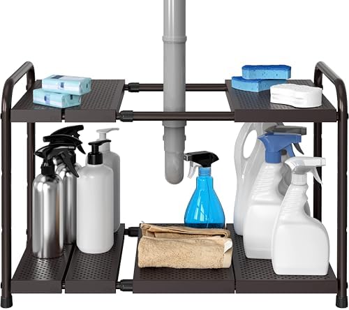Simple Houseware Under Sink 2-Tier Heavy Duty Expandable Organizer, Bronze by SimpleHouseware