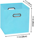 Yunkeeeper storage bins Cubes, Fabric Cube Organizer with Handle, Foldable Cube Bins for Cloth or Accessary Storage, 11x11x11, Set of 3, (Blue) - Image 2