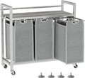 SwaaVee Laundry Sorter, Laundry Hamper 3 Section, 3×11.4Gal, Metal Frame Rolling Laundry Basket with Wooden Top Shelf, Pull out and Removable Laundry Bags, 3 Bags-Gray by SwaaVeeYourBestOrganizingHelper