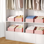 DIMJ Closet Storage Bins - Fabric Storage Baskets for Shelves, Collapsible Clothes Organizer with Handles for Purse, Toys, Books, Towel, Clothes, PInk, 6 Bins 11.4"x11.4"x7.8" - Image 5