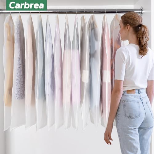 Carbrea 6 Pack Translucent Garment Bags for Hanging Clohes - 24" x 49" - Image 7