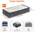Lifewit 95L 6 Pack Under Bed Storage Containers, Large Capacity Blanket Storage Bags with Reinforced Handle, Organization and Storage for Comforters, Sheets, Clothes, Bedroom, College Dorm, Grey - Image 2