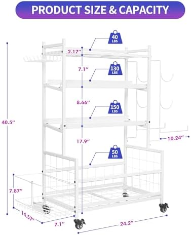 Dumbbell Rack, Weight Rack for Home Gym Dumbbells, Adjustable Barbell Rack for Kettlebells Yoga Mat & Balls, Sports Equipment Organizer Storage Rack - Image 7