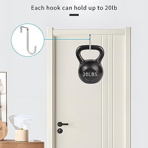 FYY Over the Door Hooks, Single-Hanger 4 Pack, Fits Doors 1 3/8" Silver - Image 4