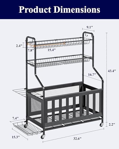Kitsure Sports Equipment Organizer with Wheels, Garage Ball Storage, 45.6"H - Image 5