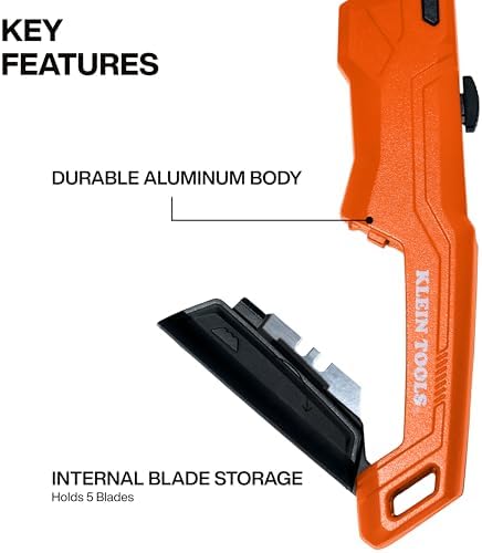 Klein Tools 44301 Retractable Utility Knife with Blade Storage and 5 Extra Blades, Bright Orange, Lightweight Ergonomic Design - Image 2