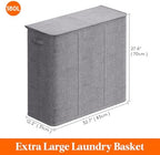 Lifewit Triple Laundry Hamper with Lid, Removable Laundry Bags, Light Gray - Image 5