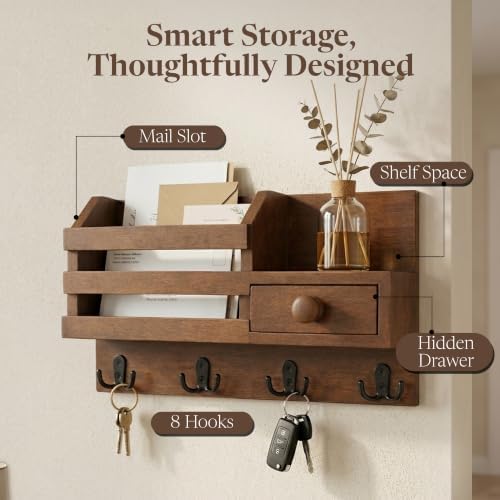 Key Shelf Mail Holder Brown - Image 4