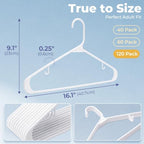 HOUSE DAY White Plastic Hangers 120 Pack, Slim Space-Saving Clothes Hangers - Image 2
