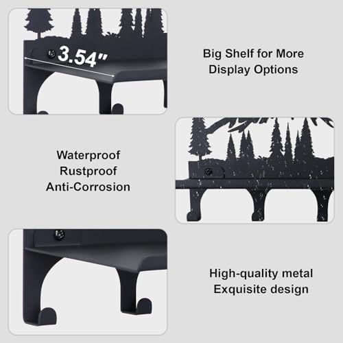Key Holder for Wall, Metal Decorative Wall Mounted Mountain Key and Mail Holder with Shelf, 2 in 1 Key Hooks for Entryway, Front Door, Hallway, Key Organizer and Key Rack (10 Inches) - Image 2