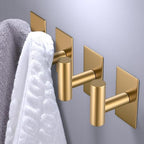 VAEHOLD Wall Towel Hooks, Heavy Duty Sticky Holder Waterproof Towel Hooks for Hanging Coat, Clothes, Closet Hook Wall Mount for Kitchen (Gold, 8 Pack) - Image 3