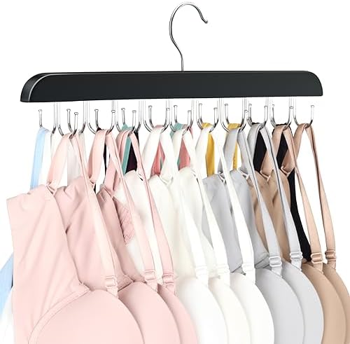 Bra Hanger for Closet Organizers and Storage,Tank Top Hangers Space Saving | Bra Organzier with 20 Foldable Hooks, Lingerie Storage Solutions Multi Hook Hanger for Dorm & Laundry Room Organization by RESOVO