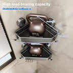 Mustorn Suction Cup Shower Caddy Corner, 2 Pack Suction Corner Shower Shelves No Drilling, Rustproof Shower Organizer Suction Cup with Towel Holder & Hooks Removable Bathroom Storage Rack(Gray) - Image 2