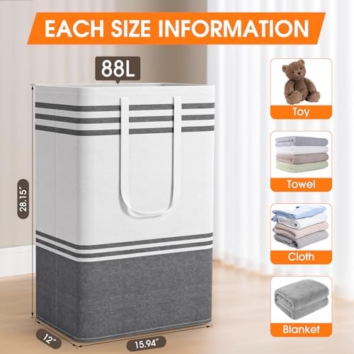 4 Pack Large Laundry Baskets, Laundry Hampers, Freestanding Waterproof Collapsible Clothes Bag with Extended & Reinforced Handles - Clothes Basket for Dorm, Bathroom, Home (88L) - Image 2