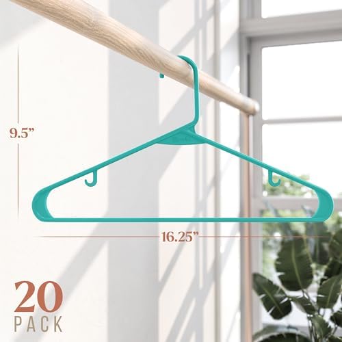 Plastic Hangers 20 Pack Aqua - Clothes Hangers - Makes The Perfect Coat Hanger and General Space Saving Hangers for Closet and New Apartment Essentials - Percheros Ganchos para Colgar Ropa Hangars - Image 2