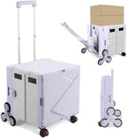 76L Folding Utility Cart Portable Rolling Crate Handcart Shopping Collapsible Tool Box with Stair Climbing Wheels,Hidden Lid,2 Rotate Wheels,for Grocery,Shopping,Office,Storage(Purple) by ZIYOULANG