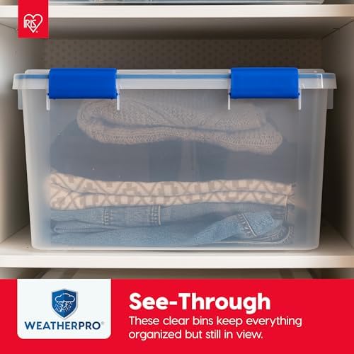 IRIS USA 3-Pack 16 Qt Storage Bins with Gasket Lids, Clear/Blue - Image 5