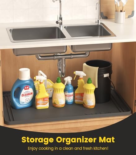 Under Sink Mats for Kitchen Waterproof 34"x22",Grey - Image 3
