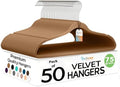 Techzoo 50 Pack New Premium Quality Velvet Hangers Ultra Thin Non Slip Adult Felt Space Saving Hangers for Closet Heavy Duty Coat Pants Jackets Dress Hangers 360° Swivel Hook Hold Upto 10 lbs Bronze by TECHZOO