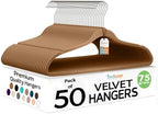 Techzoo 50 Pack New Premium Quality Velvet Hangers Ultra Thin Non Slip Adult Felt Space Saving Hangers for Closet Heavy Duty Coat Pants Jackets Dress Hangers 360° Swivel Hook Hold Upto 10 lbs Bronze by TECHZOO