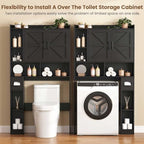 Vabches Over The Toilet Storage Cabinet with 2 Barn Doors, Black - Image 4