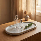 YKAJO Carrara White Gray Oval Marble Tray, 11.8x5.9 Perfume Organizer Dish - Image 5