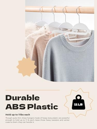 HOUSE DAY Slim Plastic Hangers with Non Slip Rubber Pads, 100 Pack, Pink | Space saving closet organizer, heavy duty S-shape, rubber grip pads help keep shirts, suits, coats, pants, skirts in place - Image 3