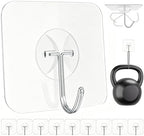 Latoxcaa Heavy Duty Adhesive Wall Hooks - Strong & Transparent, Hold up to 22lb, Waterproof & Reusable, Ideal for Kitchen, Bathroom, and Office (10 Pack) by Latoxcaa-SpaceMaster
