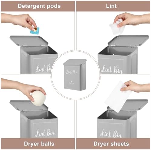 Magnetic Lint Bin for Laundry Room Organization and Storage,Light Grey - Image 5