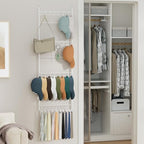 HapiRm Over Door Hat Organizer - 4 Tier Wall Mounted Hat Rack with 24 Hooks and 10 Movable Clips, Hanging Baseball Cap Organizer Storage Holds to 34 Caps for Door, Bedroom, Closet(White) - Image 2