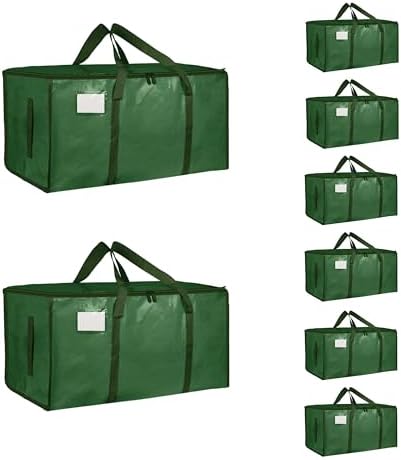 8 Pack-Extra Large Heavy Duty Moving Bags - Waterproof Storage Totes with Handles & Zippers, Foldable for College Dorm, Storage (olive green) by Unknown