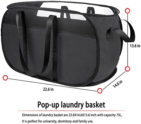 Pop Up Laundry Hamper，with Durable Handles collapsible laundry basket，Easy to Open and Fold for college Dorm,kids room，travel (Black)… - Image 6