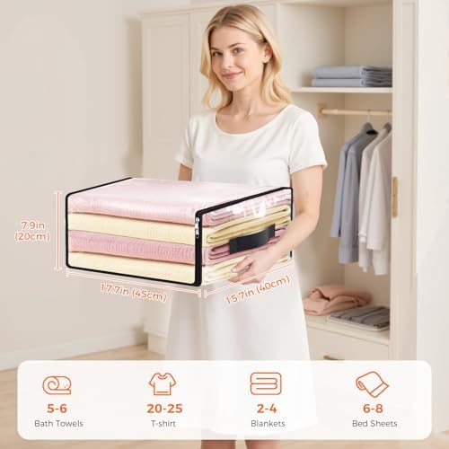 SpaceWhisper Clear Sheet Storage Bags, 6 Pack, 17.7 x 15.7 x 7.9 in | Sheet organizers and storage, zippered closure, thick plastic, reinforced handles, clothes, blankets, under-bed storage - Image 2