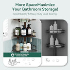 Corner Shower Caddy Tension Pole, 4 Tier Rustproof Shower Tension Rod Organizer, Adjustable 25-125 Inch Bathroom Shower Organizer Shelves for Bathtub Shampoo Storage, Brown - Image 4