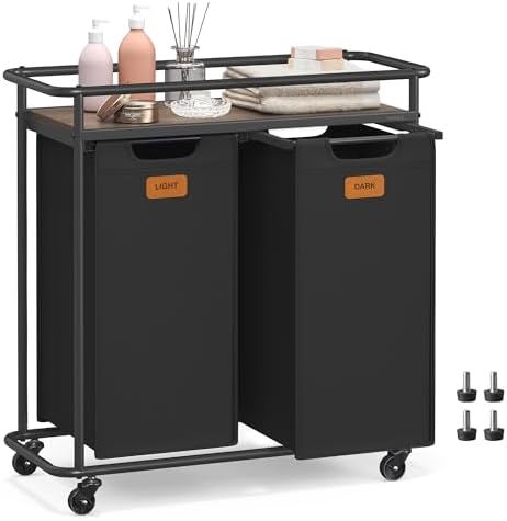 VASAGLE Laundry Sorter with Wheels, Portable Rolling Cart, 26.4 Gal.(100 L) by Unknown