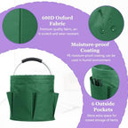 17L Cleaning Caddy with Handle, 600D Oxford Cleaning Supply Caddy with 6 Pockets, Foldable Tool Bucket Organizer for Housekeeping, Gardening, Car Detailing, Traveling, Camping, Green - Image 4