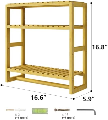 Galood Over The Toilet Storage Bathroom Shelves Wall Mounted 3 Tier Yellow - Image 3