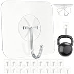 Latoxcaa Heavy Duty Adhesive Wall Hooks - Strong & Transparent, Hold up to 22lb, Waterproof & Reusable, Ideal for Kitchen, Bathroom, and Office (20 Pack) by Latoxcaa-SpaceMaster